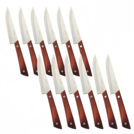 SanheKit Steak Knives Set, 8/12 Piece Options, High Carbon Stainless Steel, Polishing Wood Handle,Left-handed knife design,serrated Meat Knife, Sharp Dinner Knives (rosewood color 12 pcs)