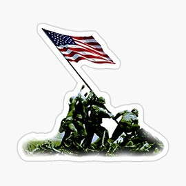 American War Flag. USA, Raising The Colours, Iwo Jima, America, Americana, WW2, WWII. Sticker - Sticker Graphic - Auto, Wall, Laptop, Cell, Truck Sticker for Windows, Cars, Trucks
