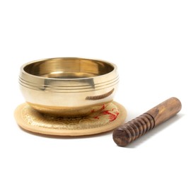 A Singing Bowl and Accessories in Box with Buddha Print Orange Singing Bowl Center, 5068