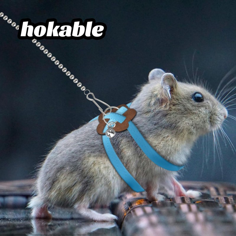 HOKABLE 2 Pack Adjustable Hamster Leash Harness for Harness for