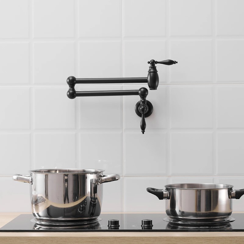 Traditional Wall Mount Swing Arm Folding Pot Filler Kitchen FaucetSurface