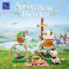 PANTASY Vintage Flower Bicycle Building Set with Spring Picnic Scene