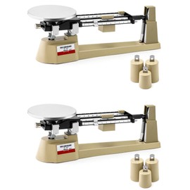 QWORK Triple Beam Mechanical Balance, 2 Pack 2610g/0.1g Lab Analytical Weight Set, Triple Beam Scale with Zero Adjustment Knob, No Need Battery