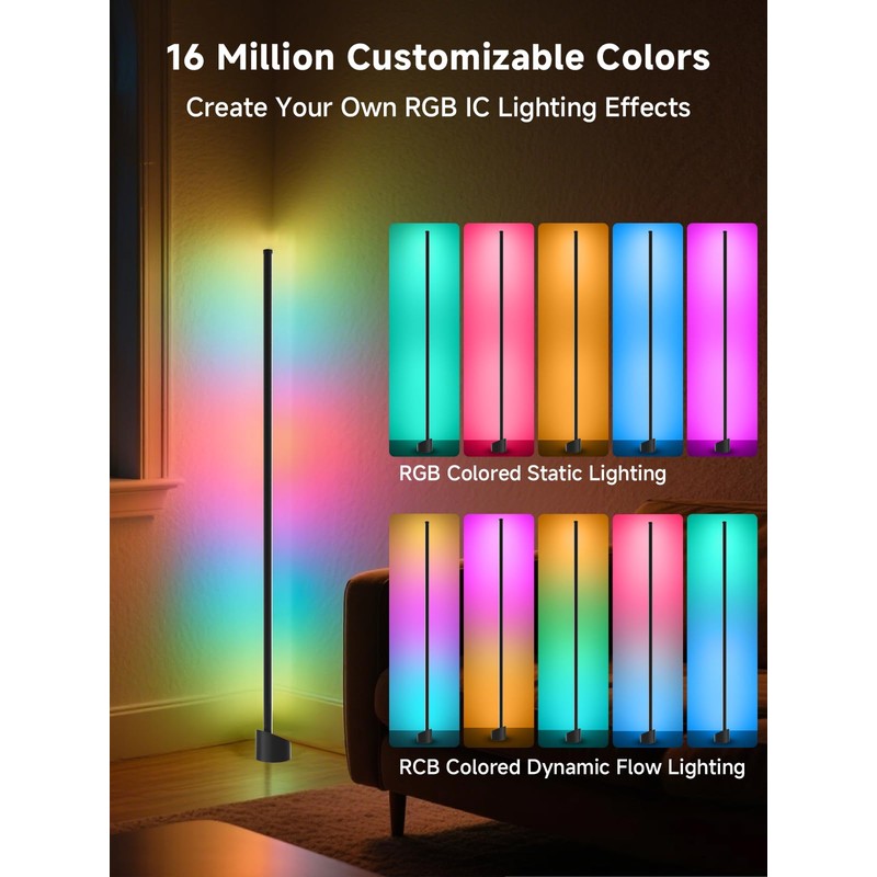 Tyute Standing Floor Lamp, RGB LED Lamp with Music Sync,