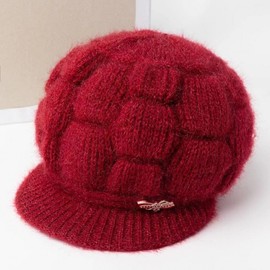 Winter Warm Knitted Fleece Hat for Middle-aged Women Beanie Pumpkin Hat - Blood Powder: 5ea
