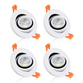 YGS-Tech 2 Inch Eyeball Gimbal LED Recessed Lighting Dimmable Downlight, 3W (35W Halogen Equivalent) Adjustable Spotlight, 5000K Daylight White, CRI80, LED Ceiling Light with LED Driver (4 Pack)