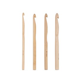 Rayher Bamboo Crochet Hooks, Set of 4, 6, 8, 10 mm Diameter, Natural, Length 15 cm, Crochet Hook Set for Beginners and Advanced Users, 42012505