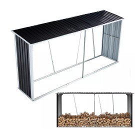 Unbranded Firewood Rack Log Holder Stand Shed with Roof Log Storage for Backyard Patio