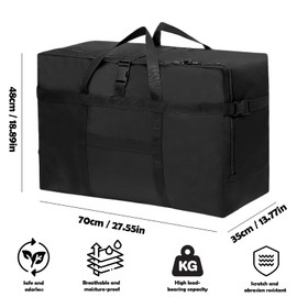 96L Large Travel Bag, Foldable Travel Bag with Wrist Strap, Waterproof Carry Bag, for Airline Travel, Camping, Moving and School, for Men and Women, black, No