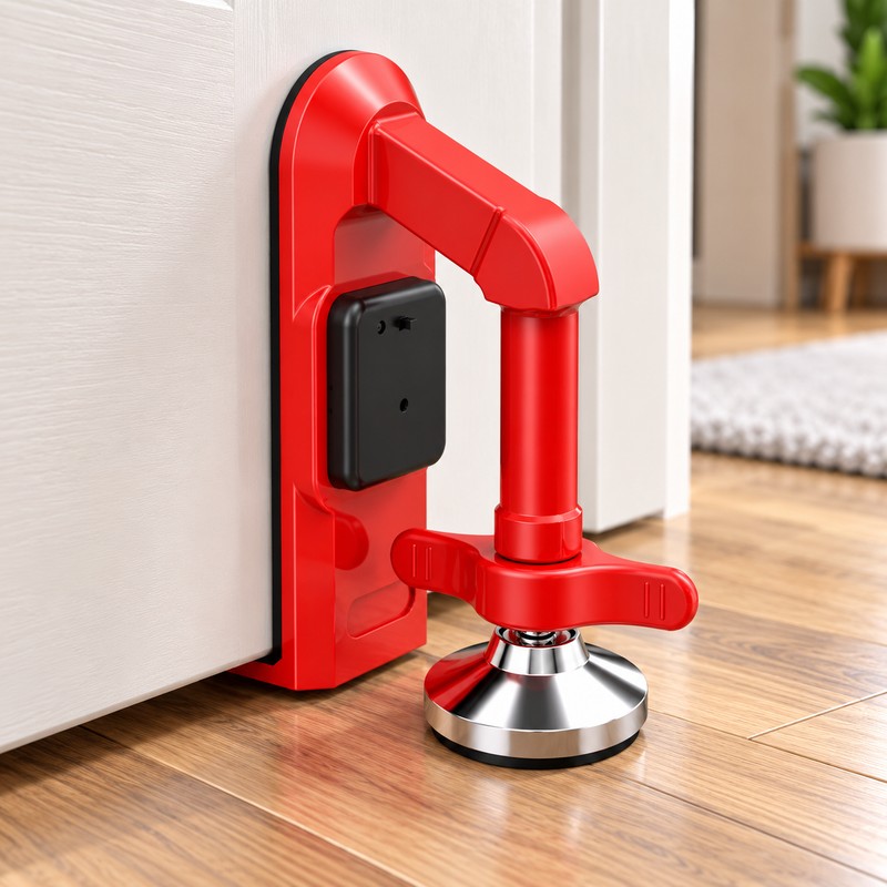 Portable Door Stop Alarm for Travel – Adjustable Metal Door