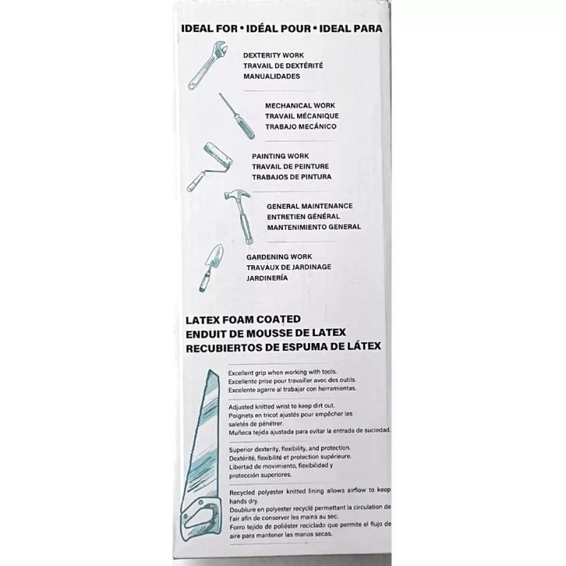 BBH Spring Work Gloves Latex Coated Multicolor 10 Pairs, Extra