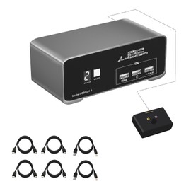 HDMI KVM Switch for 2 Computers 2 HDMI Monitors 4K@60Hz USB 2.0 with Remote