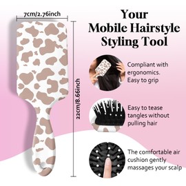 GABraden Paddle Detangler Hair Brush,Soft Bristles for Effortless Tangle Removal,Minimal Frizz and Breakage,Cute Detangling Hairbrush for Women Men Boys Girls Wet Dry All Hair Types(Brown Cow)