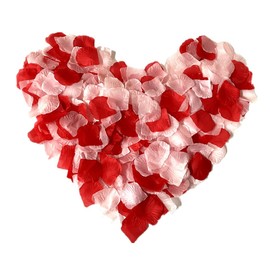 RuiChy 2000 Pcs Artificial Silk Rose Petals Flower for Wedding Party, 2 Colors Fake Rose Petals for Romantic Night Valentine's Day Bed Table Decoration (Red and Pink)