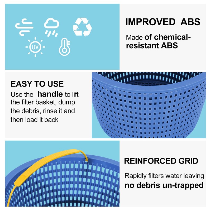 POOLAZA Swimming Pool Skimmer Basket Replacement for Inground Pool (Set