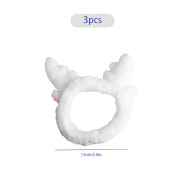 Tabanzhe 3 PCS Face Wash Headband,Women Elastic Makeup and Skincare Headband,Crab Cat Ear Antlers Hair Accessories,Spa Headband for Washing Face Shower Sports Beauty Skincare