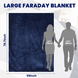 Preboun 78.74 x 59.06 Inch Large Faraday Blanket for Protection Pregnant Babies, Emf Blocker Blanket for 5 g, Bluetooth, Phone Towers, Two Sides Using for Beds Couches Travel (Flannel, Dark Blue)