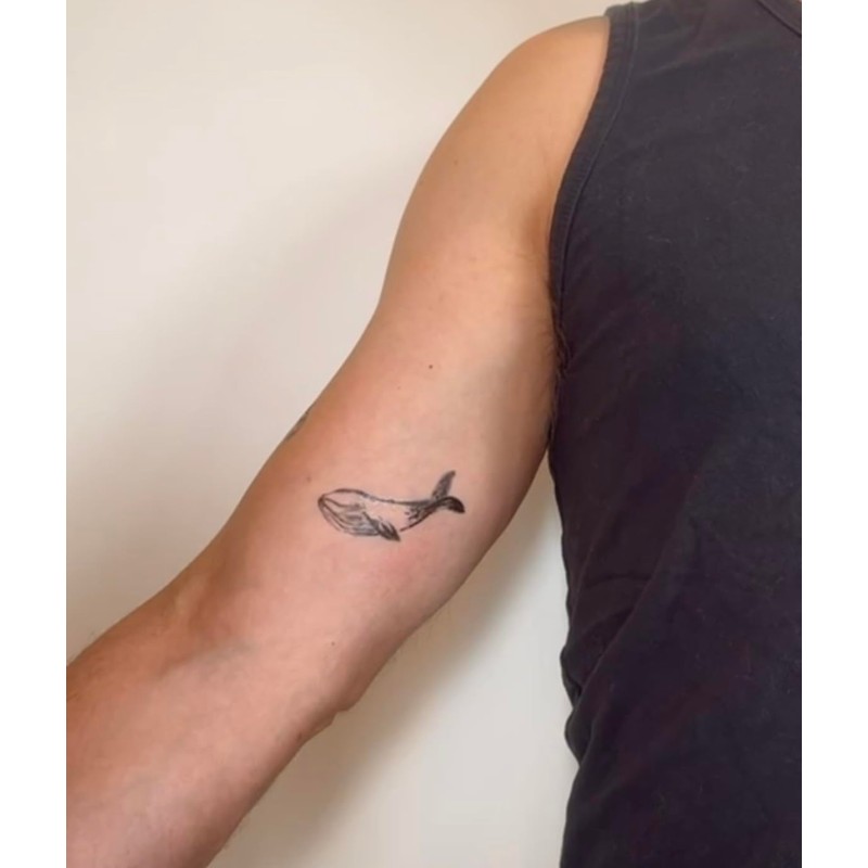 2 Sheets Temporary Whale Tattoo Wave Tattoo Anchor Tattoo Dolphin