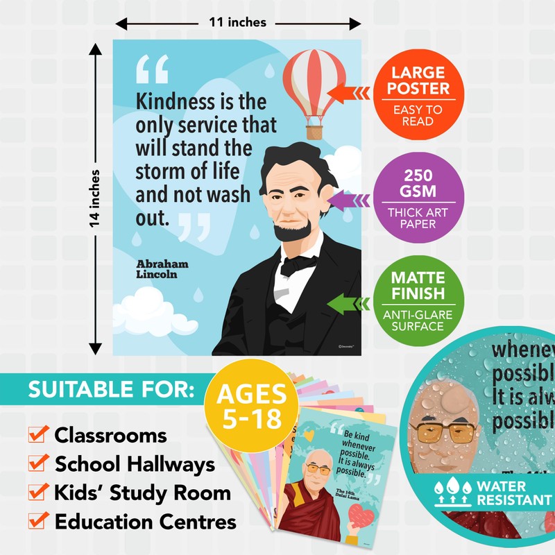 Decorably 12 Kindness Classroom Posters - 11x14in Kindness Posters, Kindness