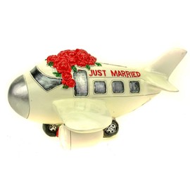 Udo Schmidt GmbH & Co. KG Just Married Airplane Money Box 20 cm Polyresin Piggy Bank Wedding Marriage