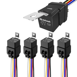 5-PIN Relay 40/30AMP 12V DC Automotive Wires Waterproof with Harness Heavy Duty 12 AWG Tinned Copper Wires, 5 Pack