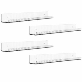 4 Pack 15 Inch Acrylic Invisible Kids Floating Bookshelf for Kids Room,Modern Picture Ledge Display Toy Storage Wall Shelf,Clear (4 Pack)