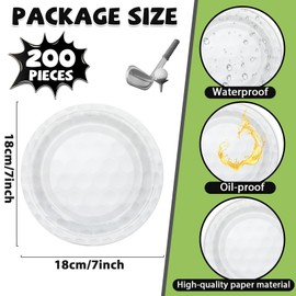 OBUSATT 200Pcs Golf Party Decorations Golf Plates 7inch Disposable Golf Birthday Dinner Paper Plates Food Trays Party Tableware Set for Sport Gamed Day Event Party Supplies Favors