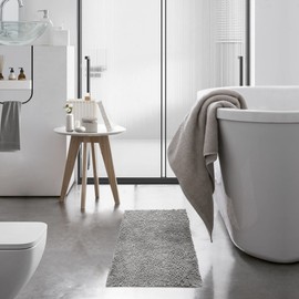 Poligono Bathroom Rug, Non-Slip, Washable, Microfibre Absorbent Bath Mat, Shower Mat, 40 x 60 cm, Grey