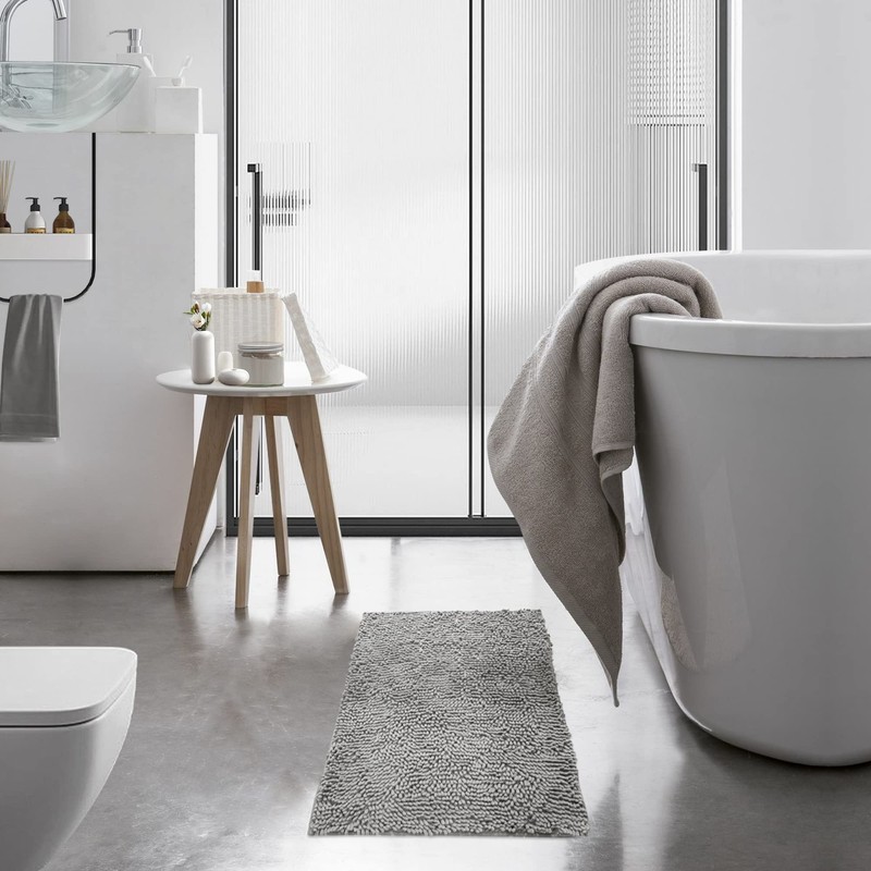 Poligono Bathroom Rug, Non-Slip, Washable, Microfibre Absorbent Bath Mat, Shower