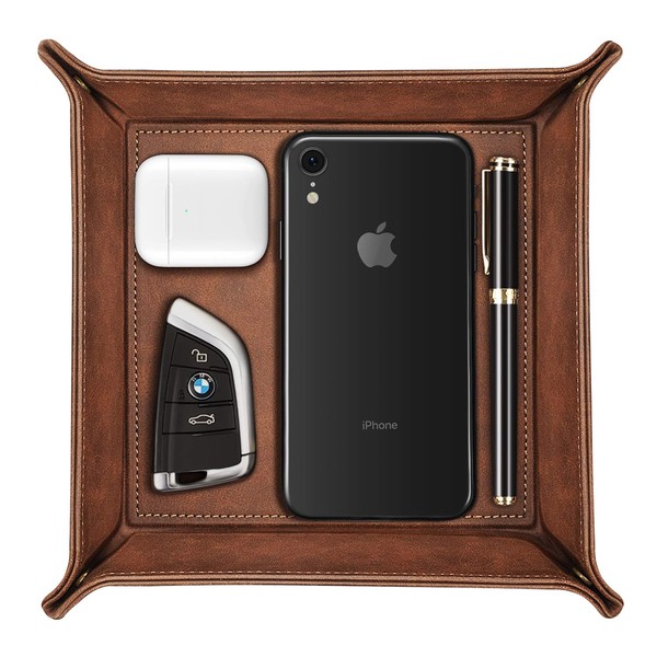 SITHON Valet Tray Desktop Storage Organizer – Premium PU Leather