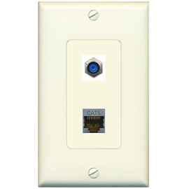 RiteAV 1 Port CAT6-SHIELDED 1 F81 Jack Coupler Female-Female Decorative Wall Plate [Light-Almond]