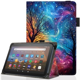Pudiceva Universal 10 10.1 Inch Android Tablet Case,Slim Folding Stand Cover for All 9"-10.5" Touchscreen Tablet Case with Stylus Pen Holder,Starry Tree