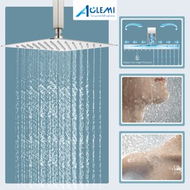Aolemi 10 Inch Brushed Nickel Shower System Ceiling Mount Rain Luxury High Pressure Shower Combo Set Bathroom Shower Head with Handheld Spray Rough-in Valve and Shower Trim Included