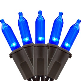 YULETIME Blue LED Christmas Lights with Brown Wire, 66 Feet 200 Count UL Certified Commercial Grade LED Holiday String Light Set (Blue - Brown Wire)