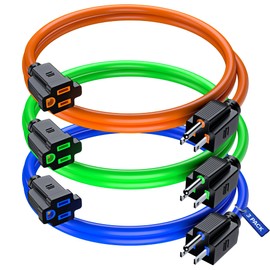 Maximm Extension Cord 1 Ft, 3 Pack Multicolor Power Cords Indoor 16 Gauge Wire SJTW Heavy Duty ETL Listed (1Ft, Multicolor, 3 Pack)