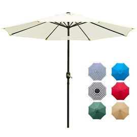 Sunnyglade 9' Patio Umbrella Outdoor Table Umbrella with 8 Sturdy Ribs (Beige)