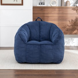 Giant Modern Design Extra Soft Corduroy Bean Bag with Armrests for Adults & Teens Filler Includedsize: 100*85*80CM, color: Navy Blue