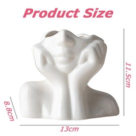 White Face Vases,Female Form Head Bust Vase, Boho Decorative Style Flower Jardiniere,Minimalism Bloom Decorations,for Modern Home Living Room Table Bookshelf
