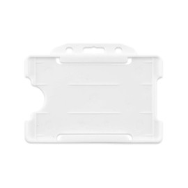 White Single-Sided Rigid Slide in Open Faced ID Card Badge Holders Horizontal/Landscape Identity Plastic Pass Protector - Holds a 86mm 54mm cr80 Credit Card Sized Pack of 100