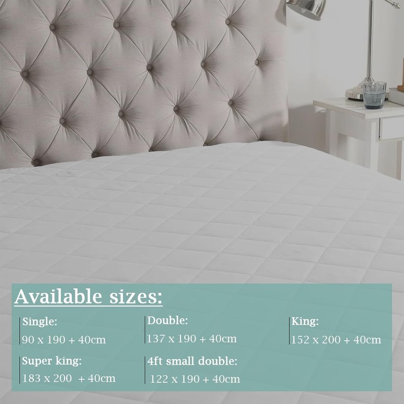 DTEX HOMES Quilted Waterproof Matress Portector Extra Deep 40cm Fitted