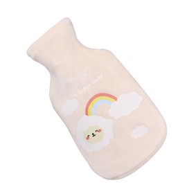SOULONG 350ml Plush Hot Water Bag Cute Cartoon Hot Water Boule with Soft Plush Cover for Kids and Adults to Keep Warm in Winter