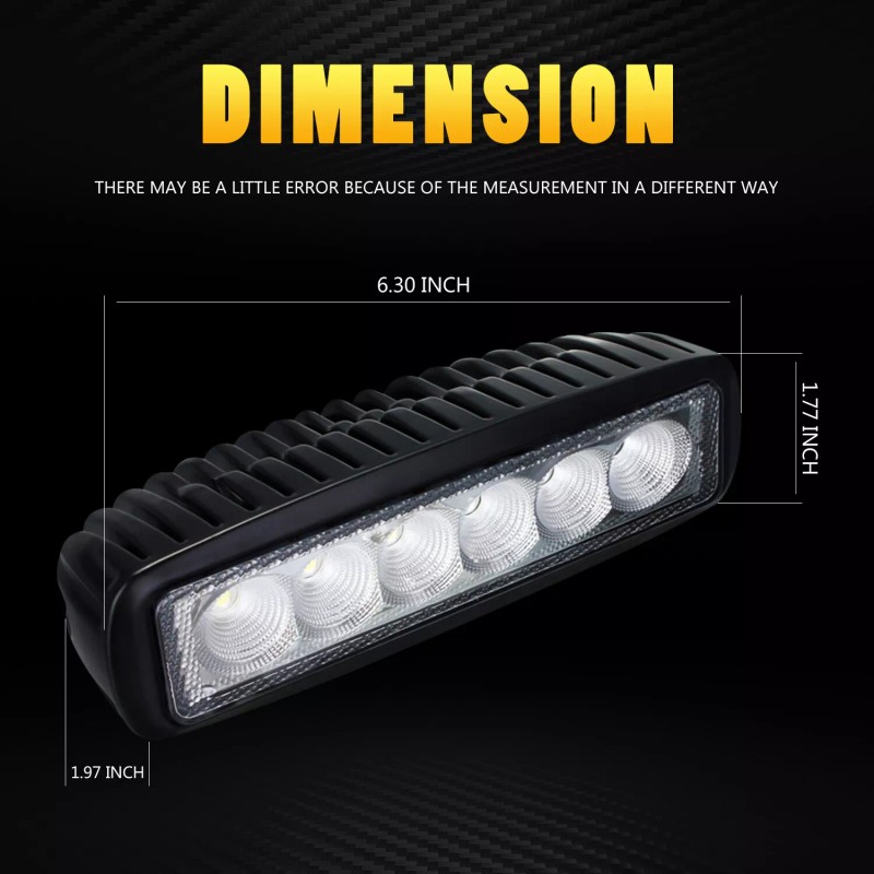 Unbranded 2pcs 6Inch LED Work Light Bar Flood Beam Reverse
