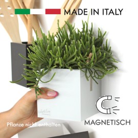 KalaMitica - Magnetischer Würfel 9,5 cm - Eisgrau - Magnetischer Behälter, Stift-/Markerhalter oder Blumentopf mit starkem Magneten für Magnettafel/Whiteboard/Kühlschrank