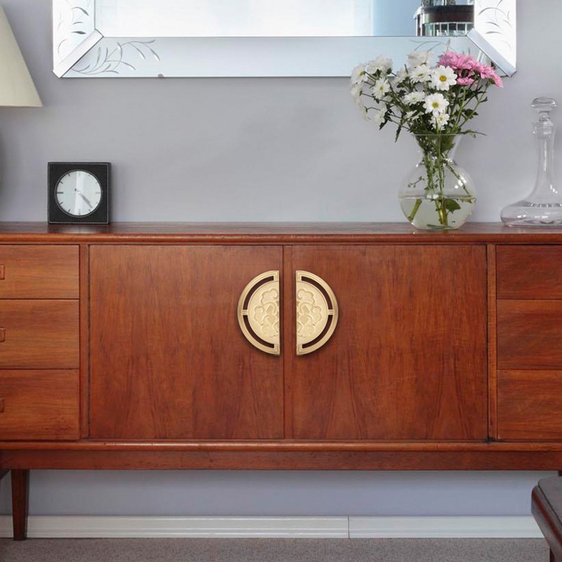 1 Set Chinese Classical Brass Handle Wardrobe Door Pulls Wine