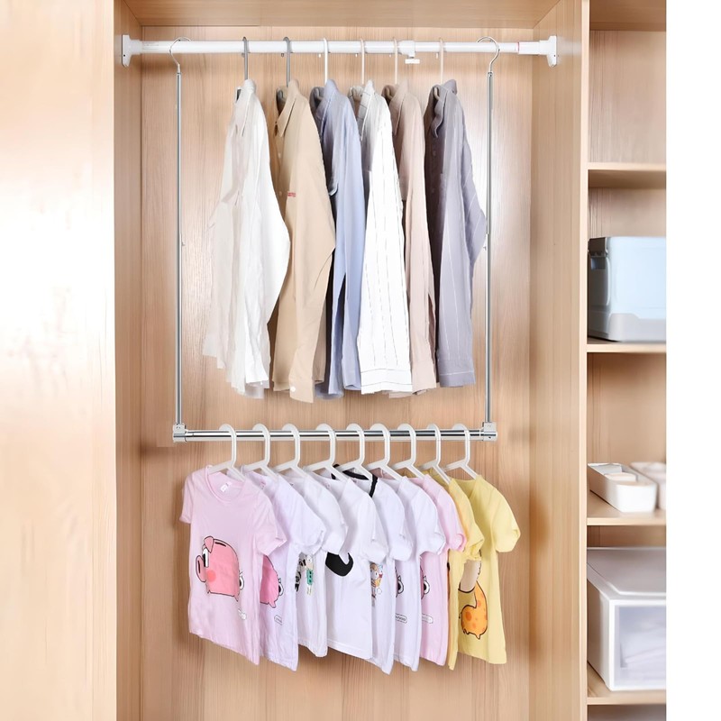 Adjustable Hanging Closet Rod, Extender Hanging Rod, Closet Hanging Organizer,