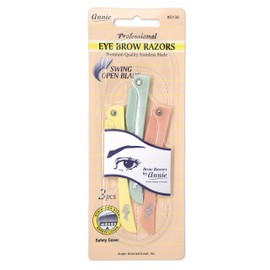 Annie Professional Eye Brow Razors Premium Quality Stainless Blade Swing Open Blade 3 Eye brow Razors