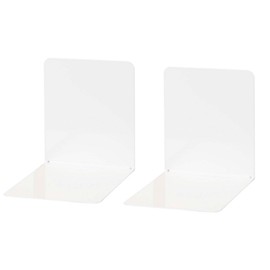 Wedo 1021100 bookend (Made of Metal, Wide, 14 x 12 x 14 cm) 2 Pieces White