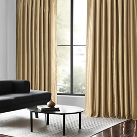 HPD HALF PRICE DRAPES Ruched Faux Dupioni Silk Curtains for Living Room 50 X 84 (1 Panel), PDCH-KBS8-84-RU, Flax Gold