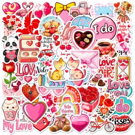 Acuiwer 100PCS Valentine's Day Stickers Cartoon Kids Stickers for Water Bottles Snowboard Laptop Luggage Motorcycle Bicycle Fridge Kids Teens