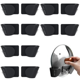 GVPOELR Pot Lid Holder, 6 Pairs Pot Lid Wall Holder, Pot Lid Holder, Wall Mounted Pan Lid Rack, Pot Lid Holder Wall, Pot Lid Holder, Wall Mounted Holder for Kitchen, Black